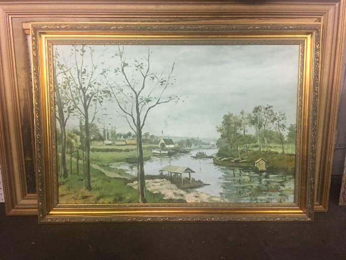 American landscape in gilt frame, circa 1890-1920