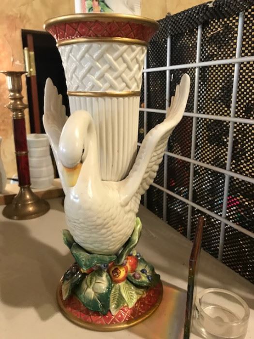 Fitz and Floyd Swan Vase