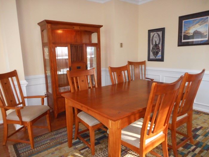 Mission Style Dining  Set with 6 Side Chairs & 2 Arm Chairs