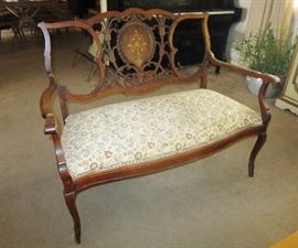 Antique Inlaid Mother-of-Pearl Settee