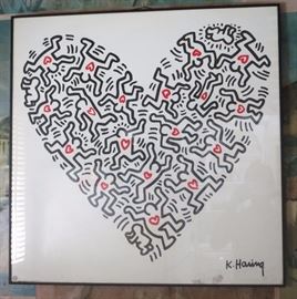 "Hearts of Men" Lithographic Print by Keith Haring, 1998