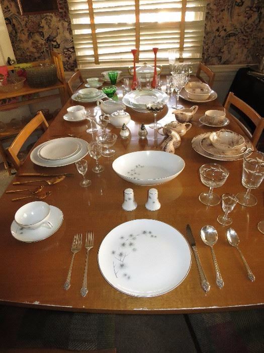 Great 1960's and 50's Retro Dishes and Stemware, including "Platinum Starburst" by Creative.