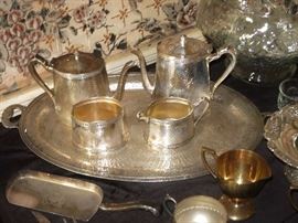 1920's Hand Hammered Silverplate Tea Service