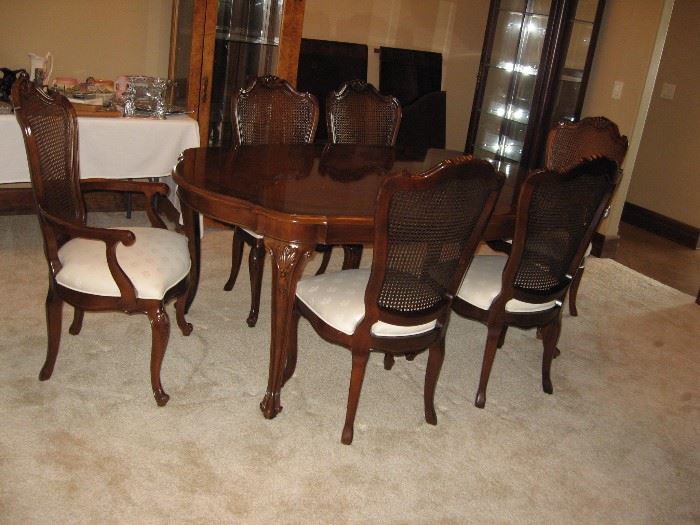 Formal Dining Room Table with Six Chairs, Pads, 2 Leaves By  Century Furniture Company