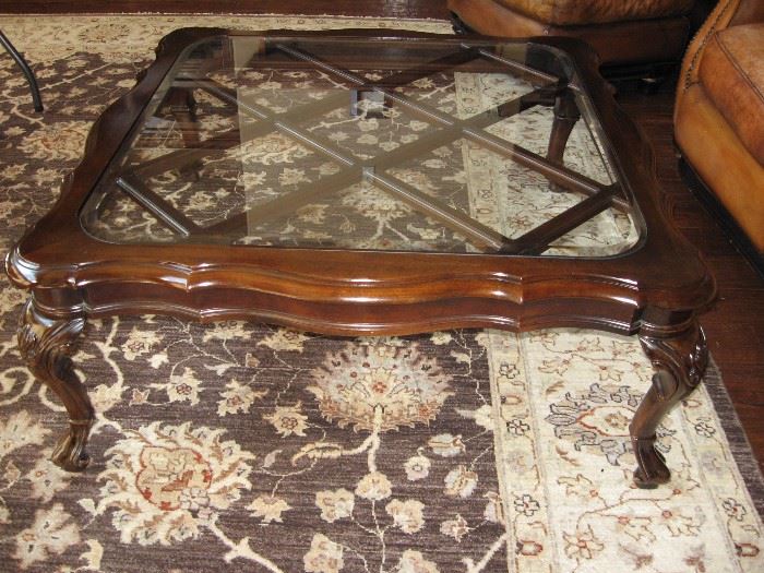 Real Nice Glass Top Hand Carved Coffee Table...