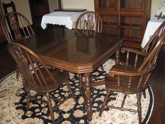 Vintage Dining Table with Four Chairs and Two Leaves...