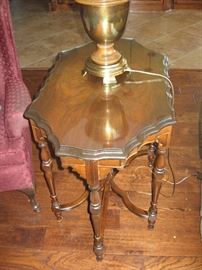 Vintage Side Table with Cut Glass Top...