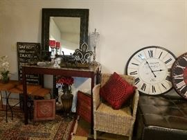 chairs, mirror, wall decor