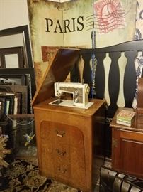 sewing machine with pull drawer that is really a sewing chair