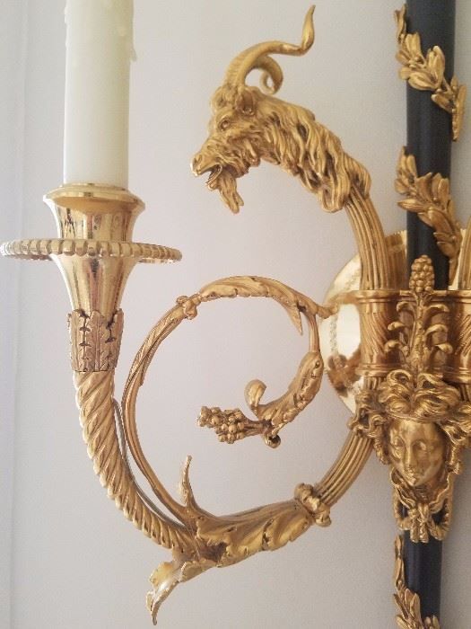Pair of custom Black and Gold Sconces12W6.5D23H