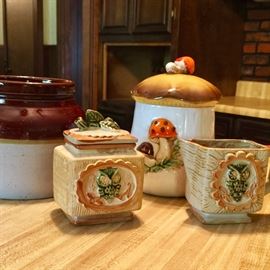 Vintage canisters and cream and sugar set