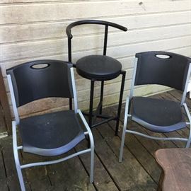 Stacking office chairs and bar stool