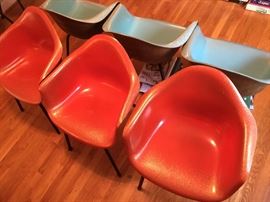 Red orange Eames Herman Miller Chairs