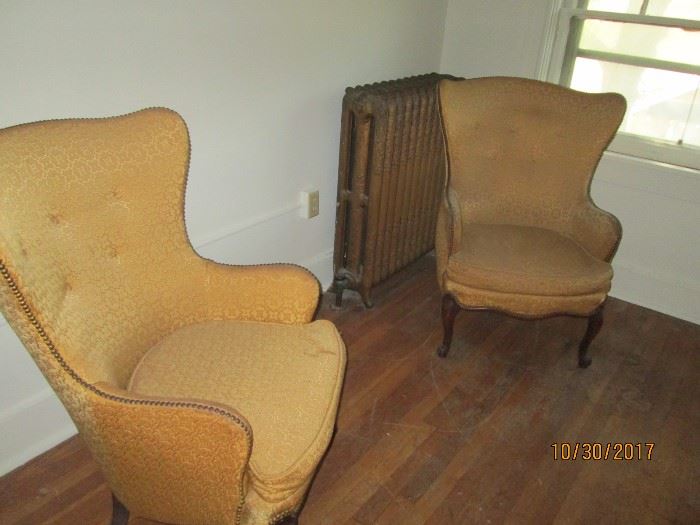 Pr. wingback chairs