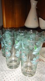 Vintage Dishes with matching glasses and serving pieces