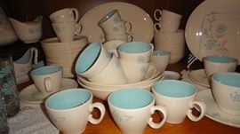 Vintage Dishes with matching glasses and serving pieces