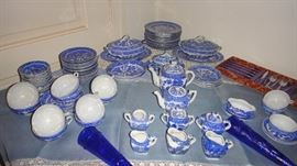 Children's Tea set, Large set of Blue Willow