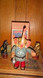 Vintage 1930's Celluloid Wind Up Circus Elephant w/ box, still works. Missing his poster. 