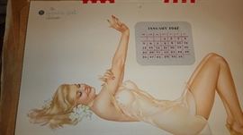 A. Vargas Pinup Calendar, 3 complete Calendars/12 months each. 1943, 1946, 1947. Feature picture Autographed Vargas Calendar