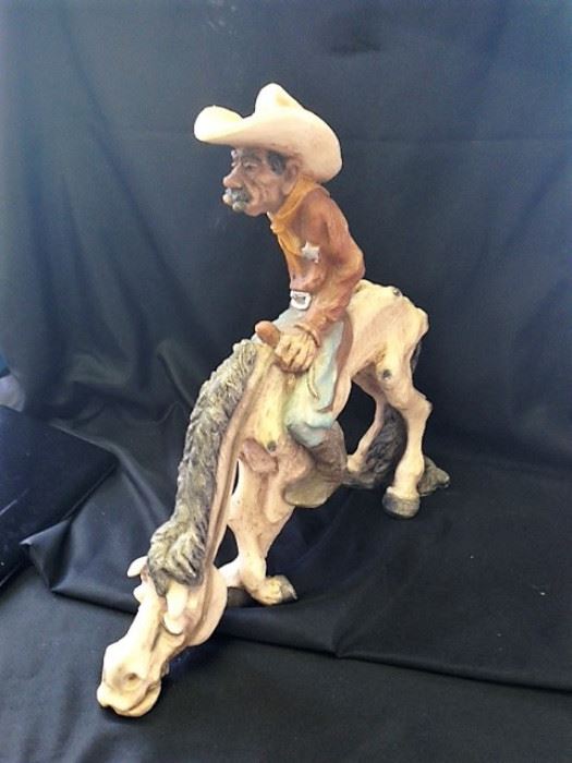 Cowboy on Horse Sculpture