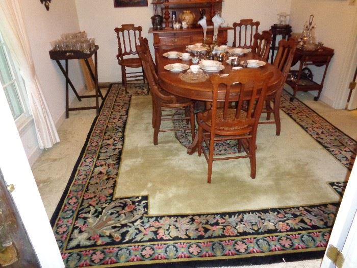 9 x 12 oriental rug and Walnut dining table