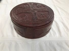 Round leather covered box