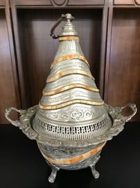 Silver inlay tahini maker from Morocco