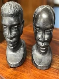 Carved wooden African man and woman