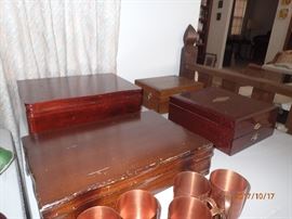 several sets of flatware