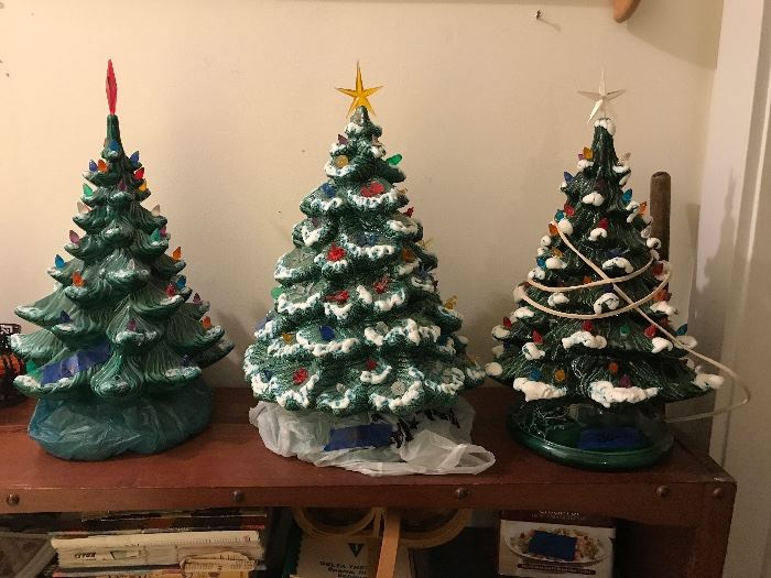 Ceramic Christmas trees.  Others than shown also 