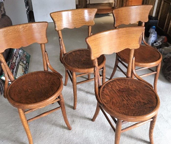 4 antique oak chairs