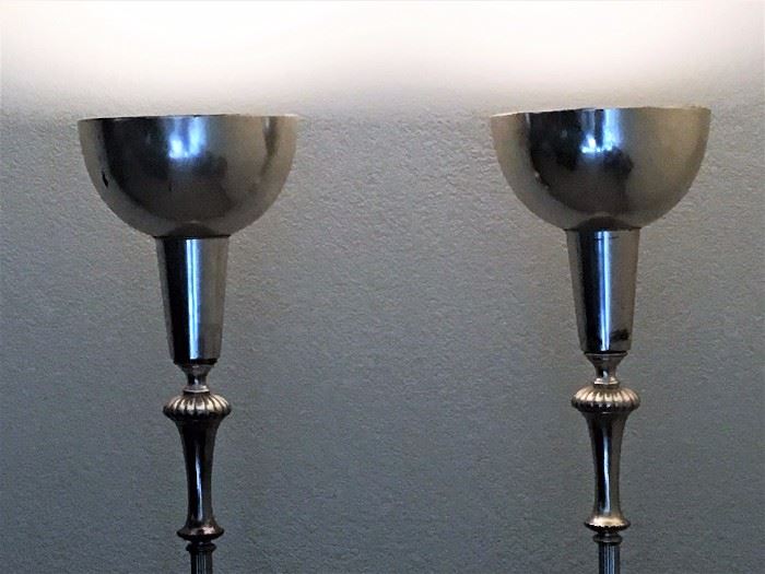 Aluminum Art Deco torchiere lamps