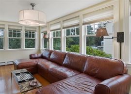 Leather secional with chaise on either side