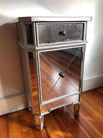 Mirrored end table with drawer and storage