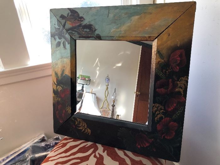 Antique hand painted mirror