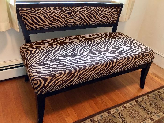 Contemporary zebra striped bench