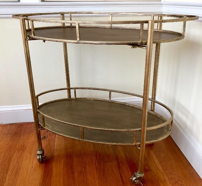 Two tiered rolling liquor/serving tray