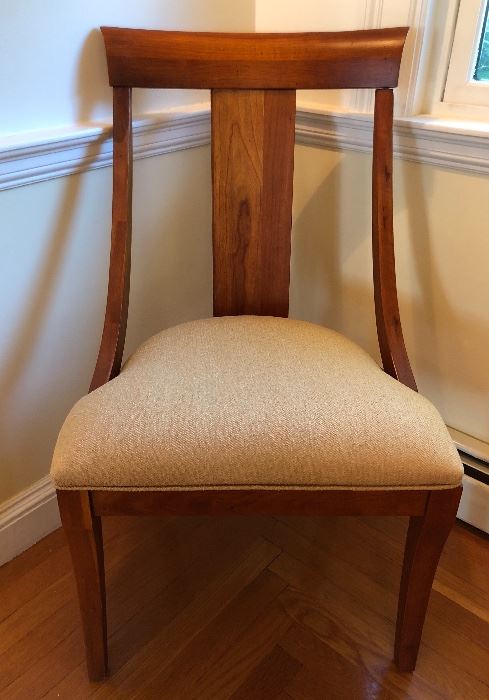 Henredon Dining Chairs - Contemporary in style, newly reupholstered in neutral fabric