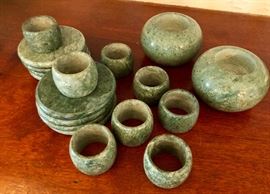 Marble napkin rings, candle holders and coasters