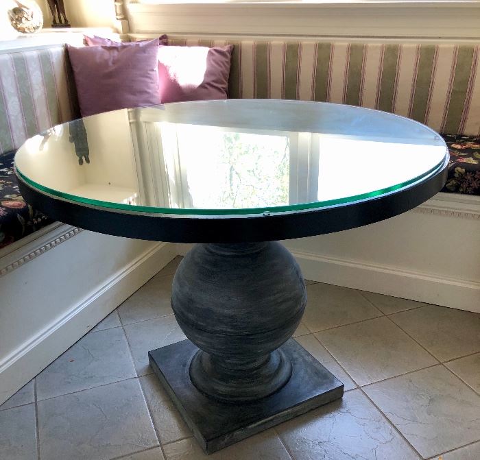 Single Pedestal Glass Top Kitchen Table