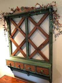 Lattice wall decor with drawers