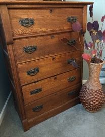 Vintage Oak bureau with original pulls