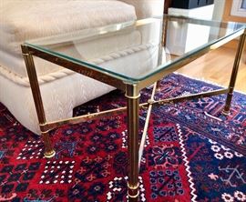 Glass Top side table, gold chrome legs