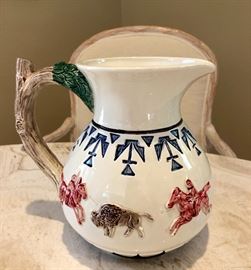 Omnibus 'Fitz and Floyd ' Collectible hand painted Ceramics Western Pitcher