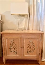 Another beautiful, heavy crystal base lamp with hand painted storage side table