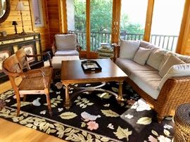 Great hooked rug featuring leaves and flowers