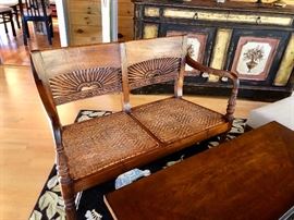 Double Seater, wood and cane
