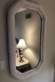 White Wicker mirror