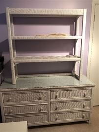 Wicker bookshelf and bureau