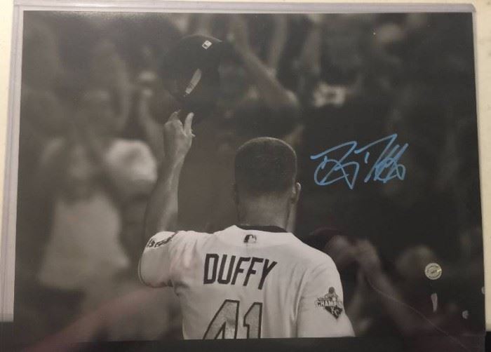 Signed 11x14 inch Signed Danny Duffy Photograph Kansas City Royals Blue Ink Signature
